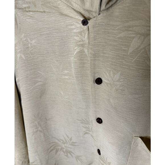 CABANA MEN TAN BUTTON UP 100% SILK SHIRT WITH BUTTONED FRONT POCKET SIZE LARGE - Picture 6 of 8